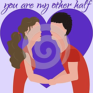 Illustration my soulmate, love between a girl and a guy, Valentine's day